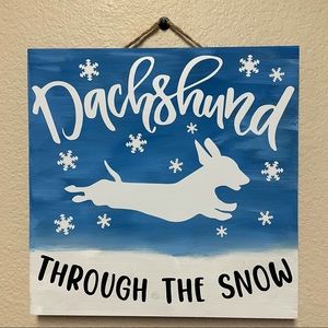 Holiday Sign Dachshund Gift Dog Lover Snowflakes Snow
